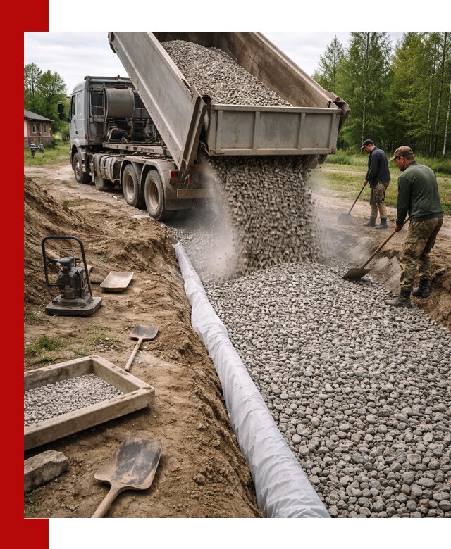 Гравий для дренажа с доставкой в Сестрорецке качественный и недорогой