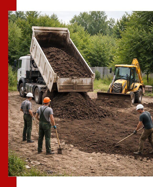 Доставка и укладка грунта для выравнивания участка в Сестрорецке