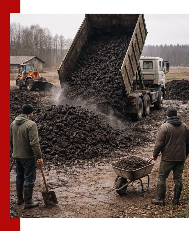 Доставка низинного торфа с разгрузкой и доставкой в Сестрорецке