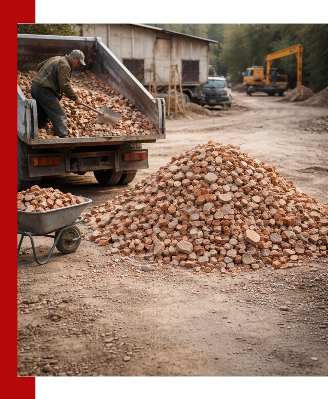 Доставка и подушка из боя кирпича с разгрузкой в Сестрорецке