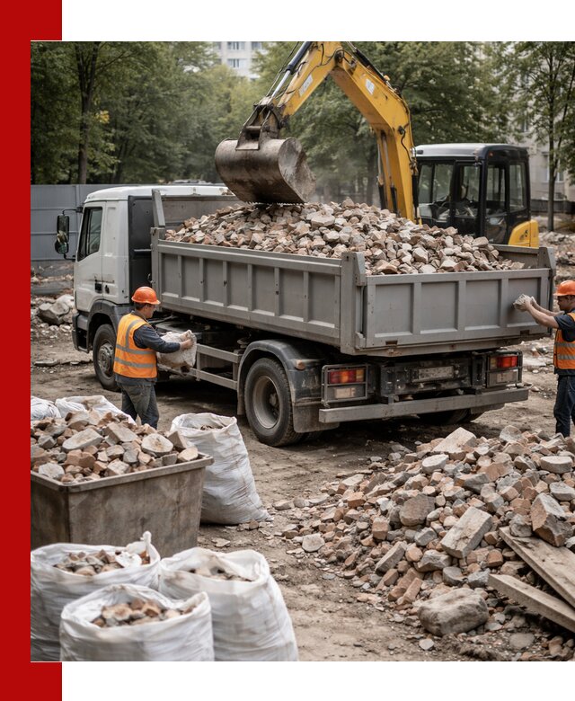 Вывоз строительного мусора в Сестрорецке с самосвалами и контейнерами