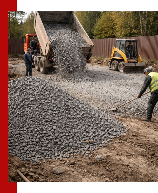 Отсыпка участка щебнем с доставкой и уплотнением в Сестрорецке