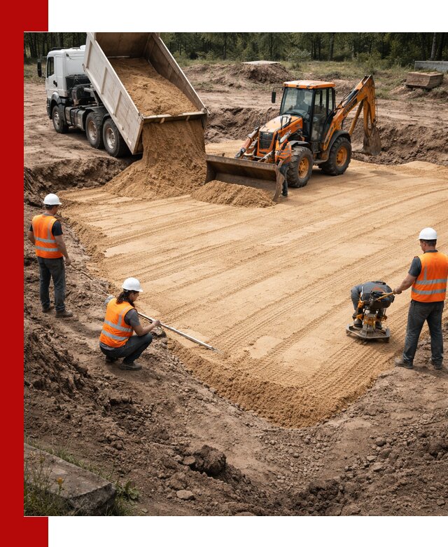 Устройство песчаной подушки для фундаментов и дорог в Сестрорецке